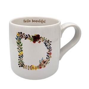 Altar'd State Monogram Floral Letter D 'Hello Beautiful' Ceramic Coffee Tea Mug